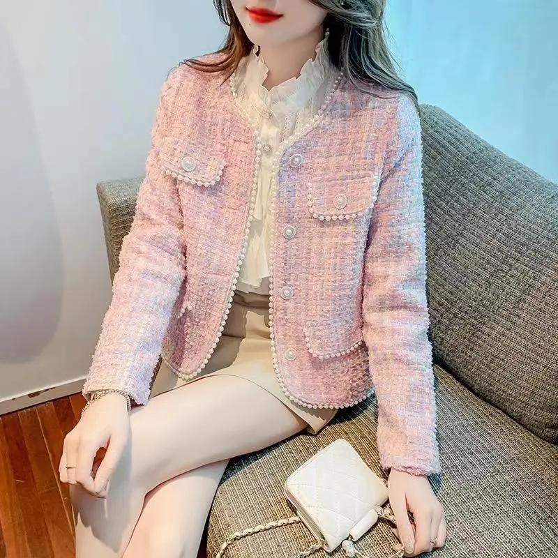 Temperament Damen Rosa Kleine Duft Jacke frauen Frühling und Herbst Kleidung Kleine High-end Tweed Französisch Kurze Top