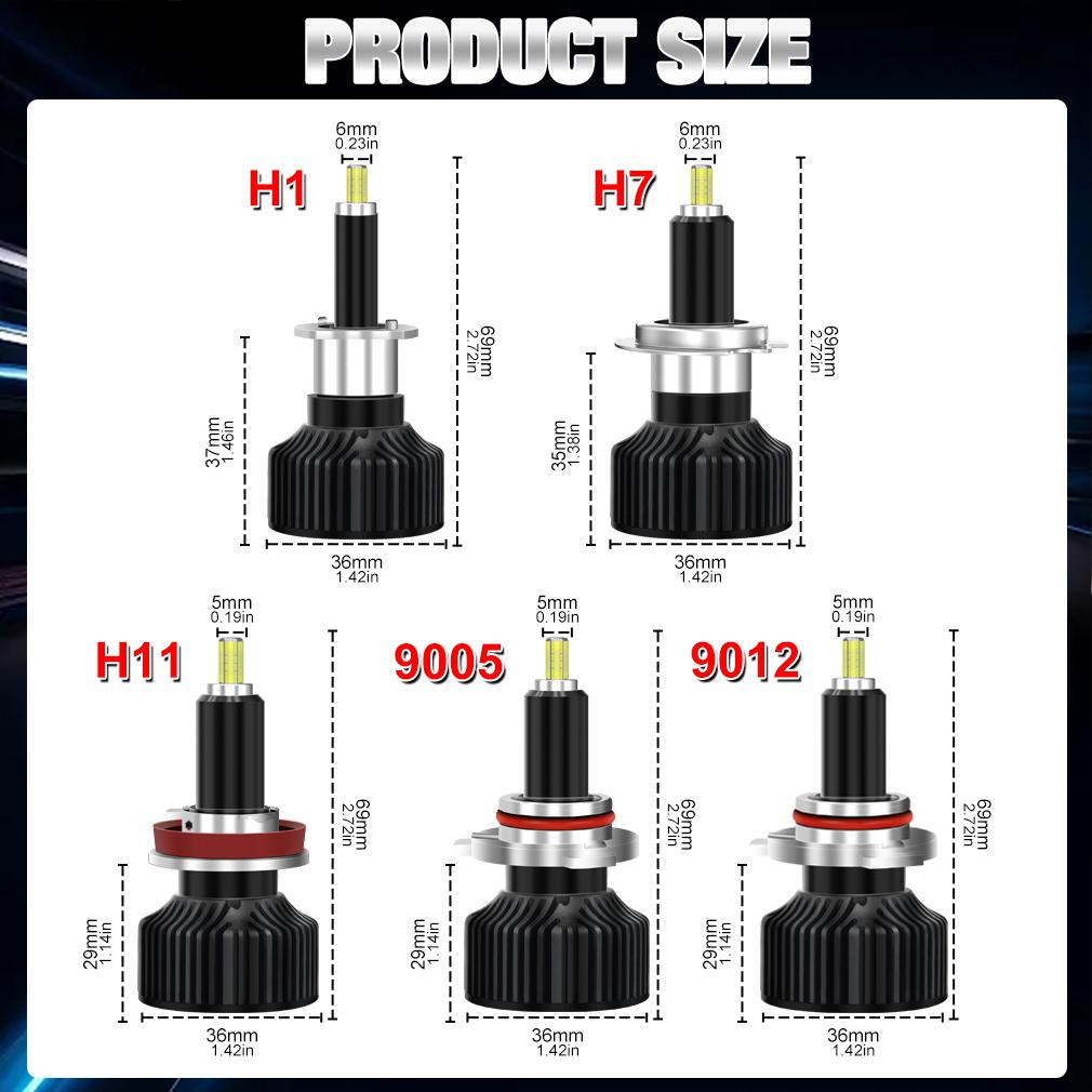2Pcs 6 Sides H7 LED Headlight Bulbs 360 Degree 3D 20000Lm H1 LED H11 H8 H9 9005 9006 9012 HIR2 Auto Lamp Turbo Car Headlamp 6500K White 12V