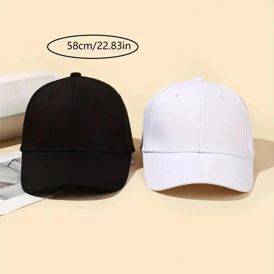 1 Piece Solid Color Baseball Cap for Women Men Cotton Unisex Hats for Casual Outdoor Sunscreen Windproof and Warm Black/White