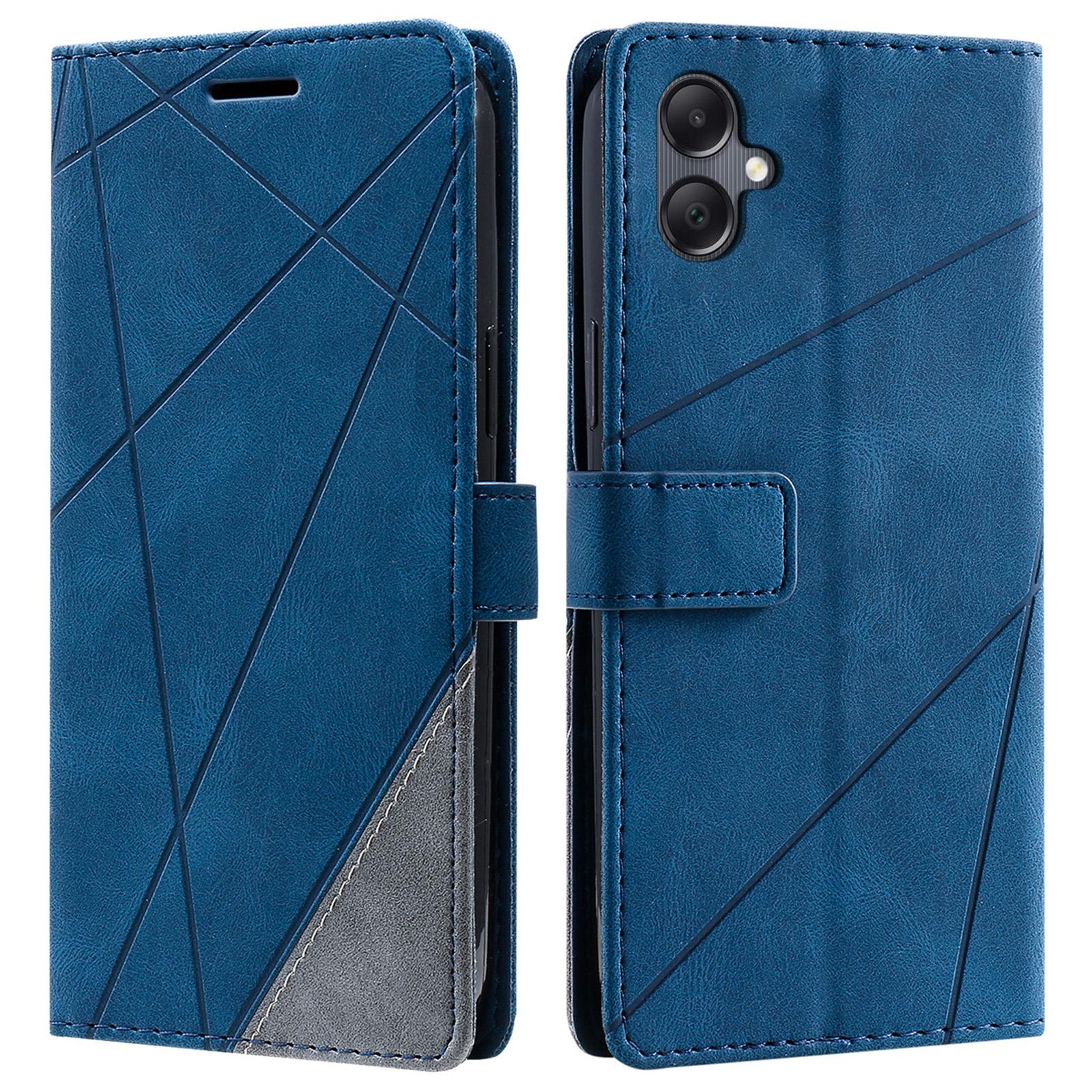 

For Samsung Galaxy A06 4G Case Imprinted Lines PU Leather Splicing Wallet Phone Cover A
