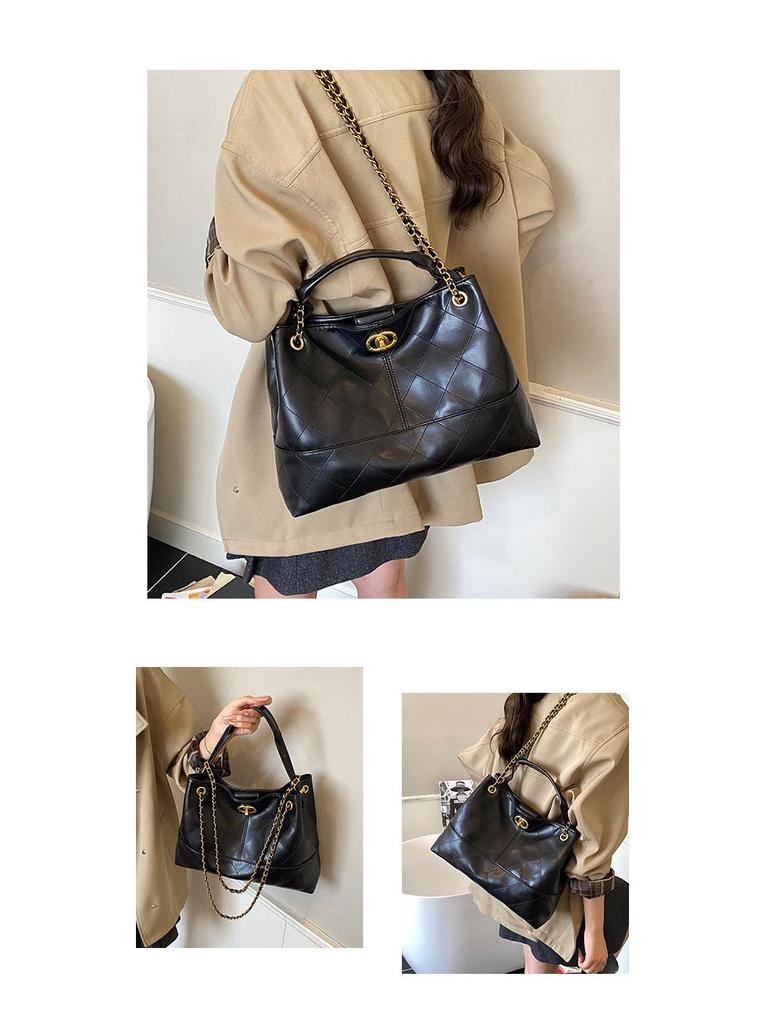 Vintage Suede Tote with Diamond Chain - Large Capacity, Small Fragrance Style, Frosted Finish