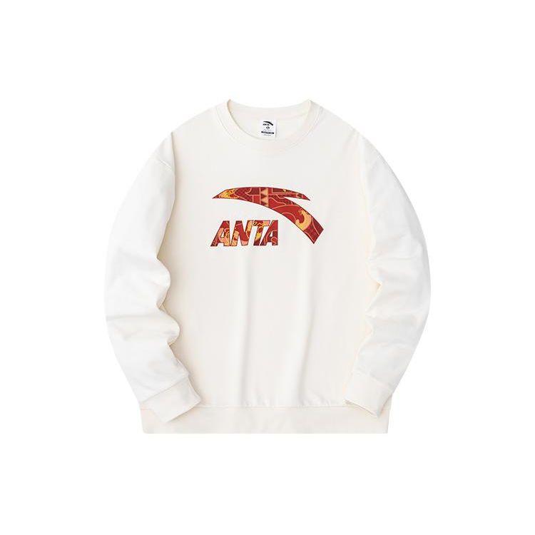 

Anta Lifestyle Series Logo Letter Round Neck Pullover Loose Sweatshirt Unisex sweatshirt White 952418722-1 M