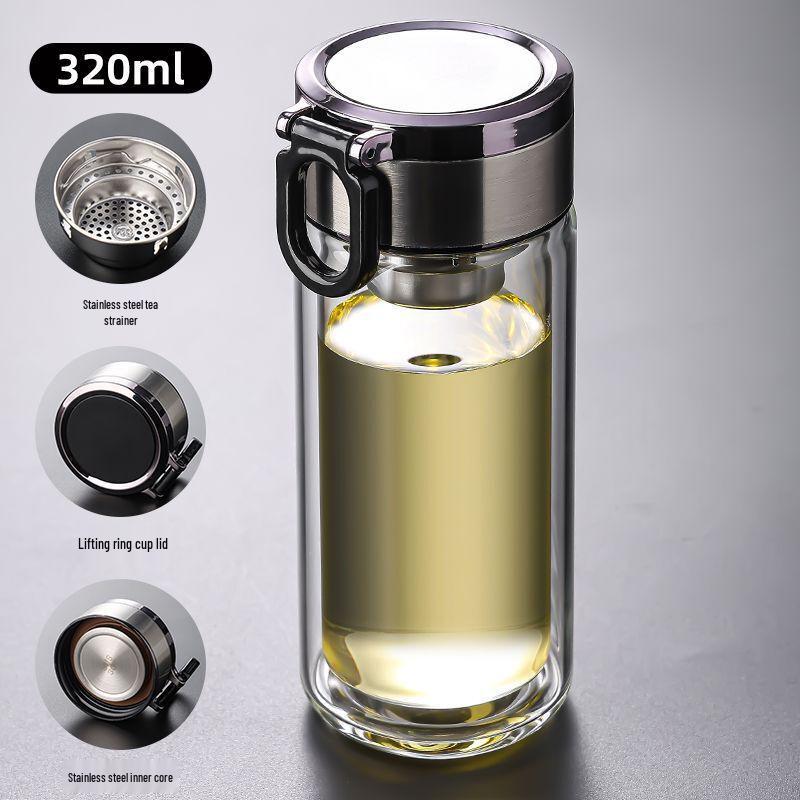 

OLOEY 3-Pack Portable Double-Layer Glass Tea Tumblers