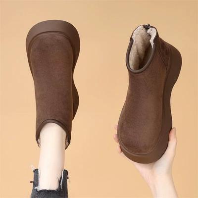 Schoenen met dikke zolen, Hoogteverhogende katoenen laarzen, Sneeuwlaarzen, Dameslaarzen met fleece warmte, Korte sneeuwlaarzen