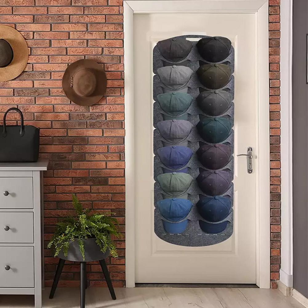 Felt Hanging Hat Organizer Baseball Hat Rack 7/14 Pockets Hat Display Rack Multifunction Large Capacity for All Types of Hats