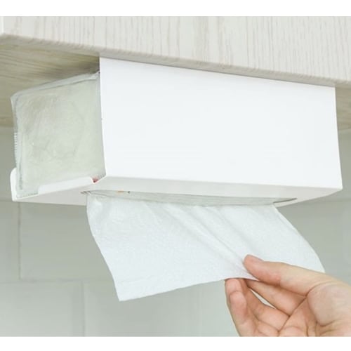 Rubonarie Paper Towel Holder, Wall-Mounted, Kitchen Paper Storage, Tissue Paper Hanger, Cabinet Hanging Rack, Kitchen (White)