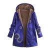 Womens Winter Warm Outwear Print Hooded Pockets Vintage Oversize Coats