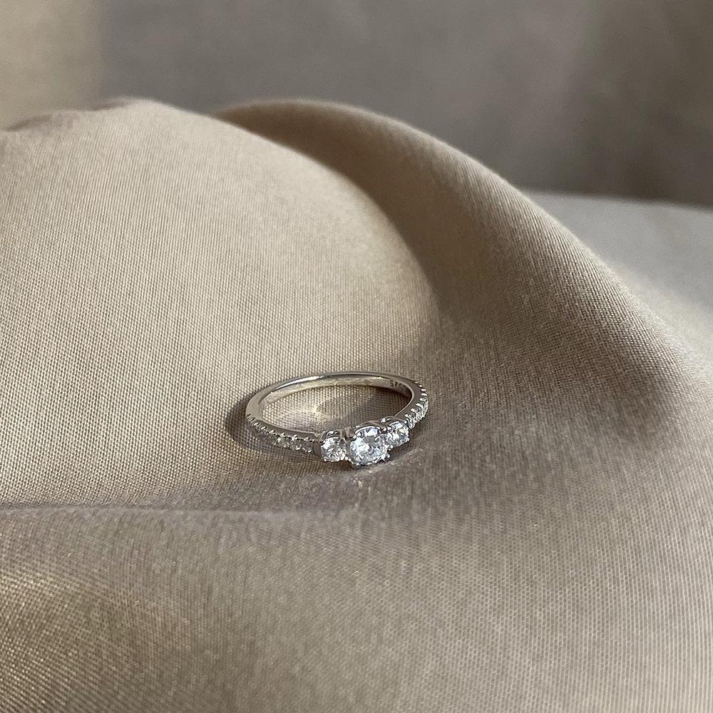 Tancise Women Classic 925 Sterling Silver  Zircon Ring Ladies Jewelry Wedding Promise Party Gift