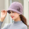 New Women Winter Hat Keep Warm Mom Cap Outdoor Plush Fur Lined Hats For Women Casual Rabbit Fur Bucket Knitted Hat