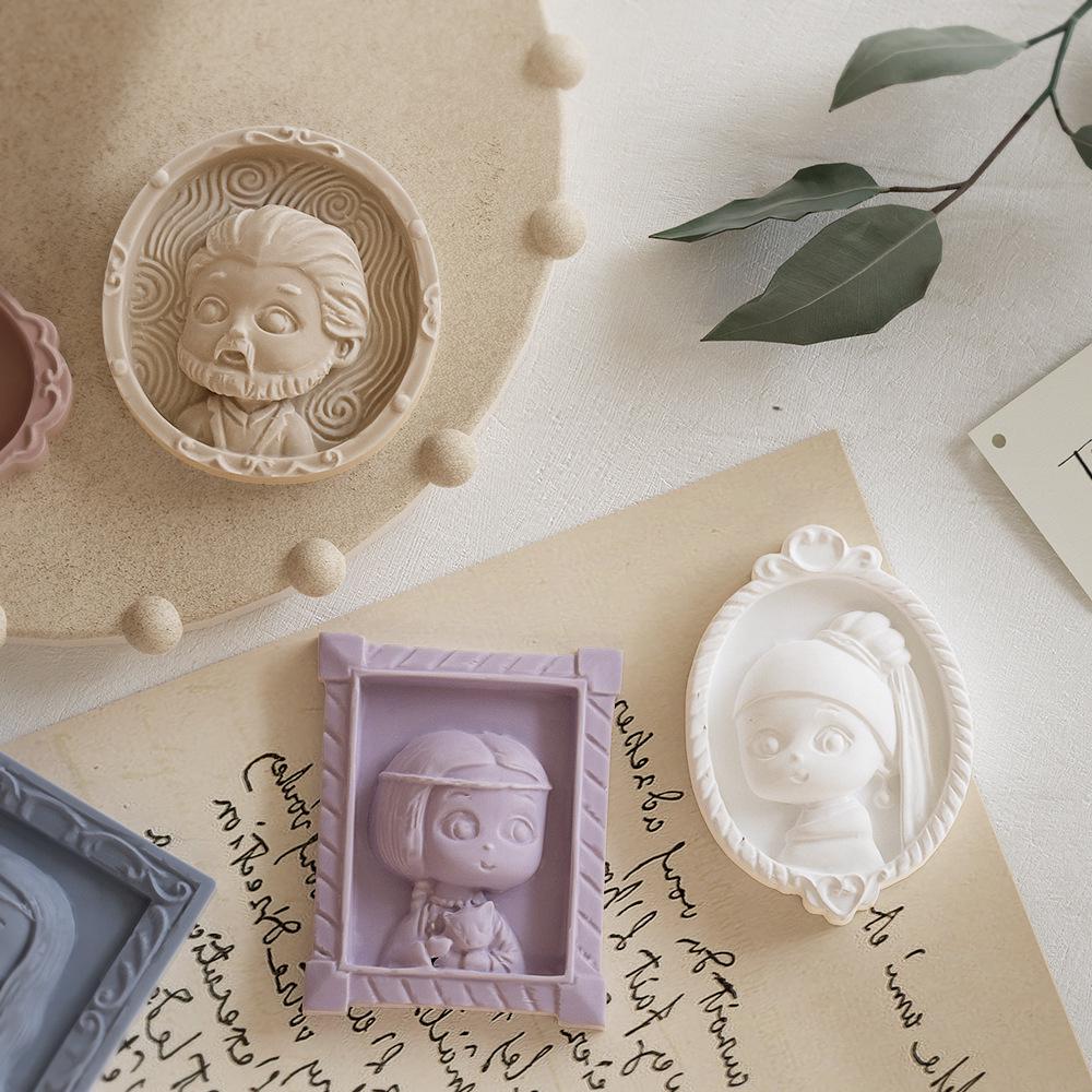 Moule Magnétique pour Réfrigérateur à Portrait en Relief pour Résine Époxy DIY & Pierre d'Aromathérapie.