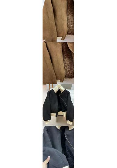 Women's Plus Velvet Stand Collar Jacket - 2026 Autumn/Winter Fashion, Loose Fit, Faux Lambswool Fleece