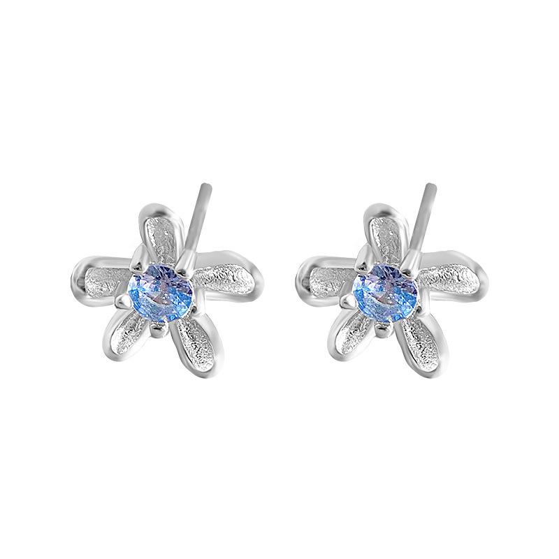 

Изысканные серьги-цветы с голубыми бриллиантами для женщин, милые, маленькие, свежие, летние, универсальные серьги