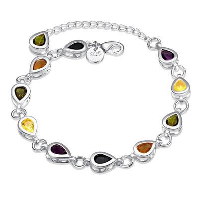 Schmuck vergoldet mit 925 Silber farbigen Stein Zirkon tropfenförmigen Damen Armband Schmuck Geschenk