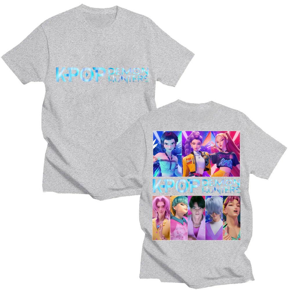 KPop Demon Hunters Huntrix Saja Boys Graphic T-shirts Men Women Fashion Manga Short Sleeve Oversized 100% Cotton Casual T Shirts