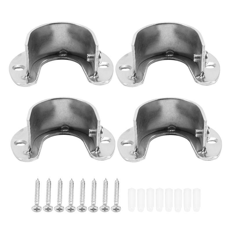 M-Modern-4 шт. Сверхпрочные концевые опоры для гардеробной штанги из нержавеющей стали, гнезда для гардеробной штанги, фланцевый держатель штанги с винтами, 1-1/3 дюйма серебряный