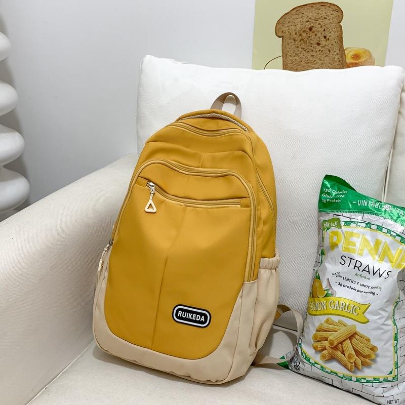 New Backpack Contrasting Colors, Junior High School and High School Students Schoolbag Port Large-capacity College Student Backpack