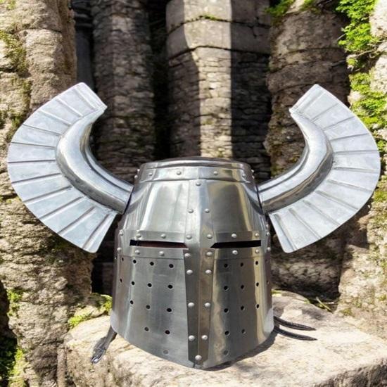 

Medieval Knight Great Helmet with Teutonic Crest Wing Helmet Warrior Battle Helmet Medieval Helmet 16 Gauge Steel helmets