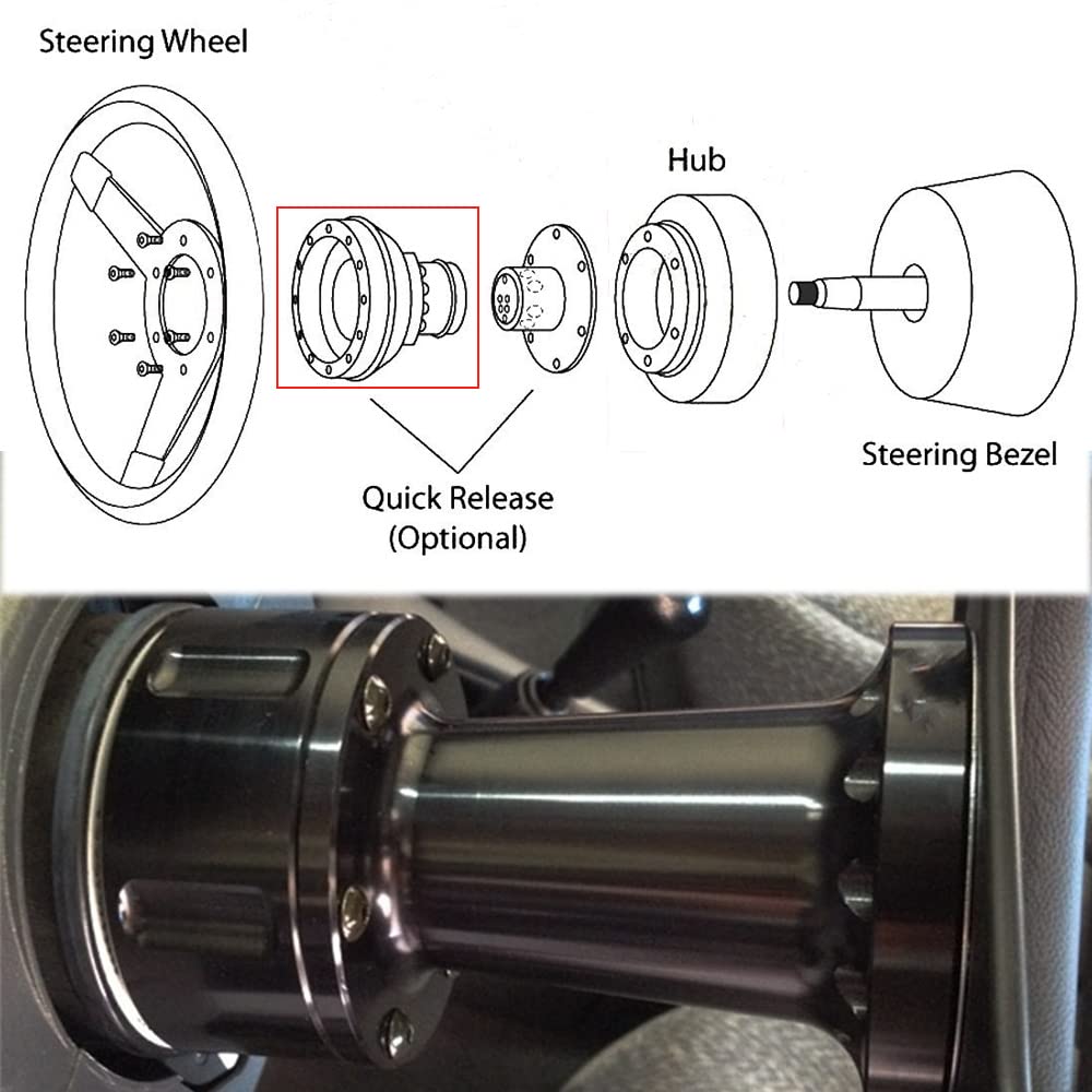 ZS Lenkrad Schnellverschluss Lenkradnabenadapter Verbessertes Aluminium Rennkit (Schwarz-101mm)