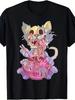 Men'S Pastel Goth Kawaii Cat Eating Ramen T-Shirt - Japanese Anime-Inspired Grap