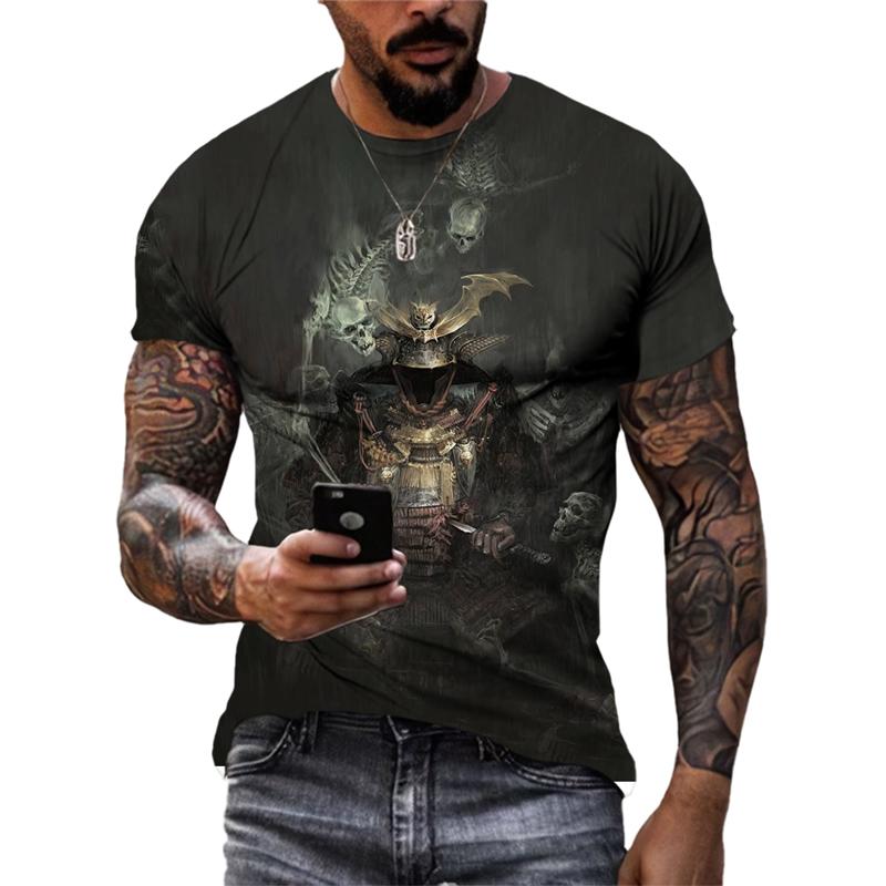 Estate Retro Cool Warrior magliette grafiche per uomo Moda Casual Personalità Tough Guy 3D stampato O-Collo Manica corta Tees Tops