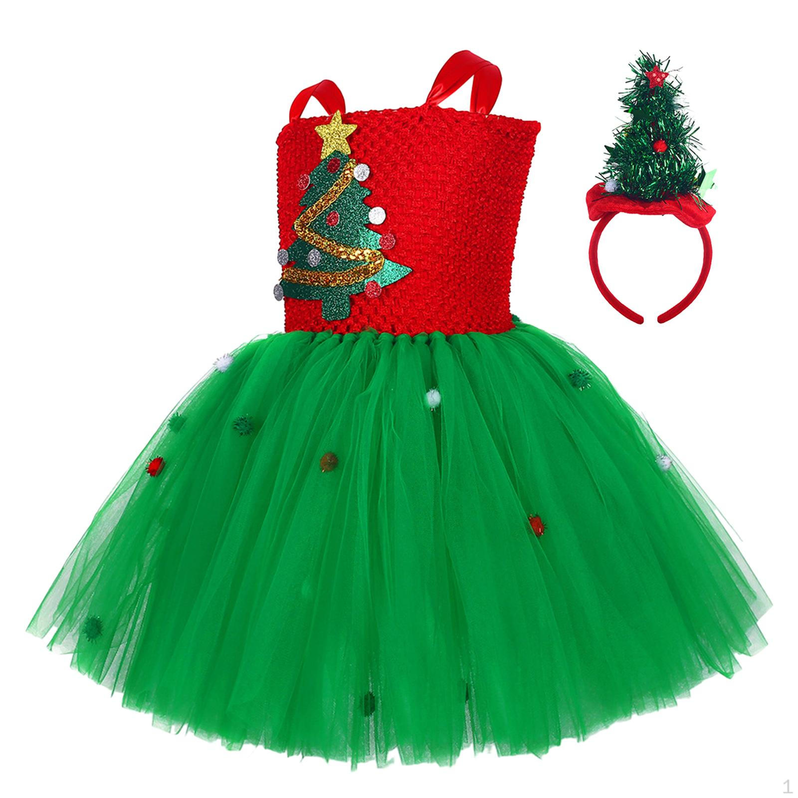 

Girls Christmas Tree Costume Xmas Party Tutu Dress for Winter Festival L
