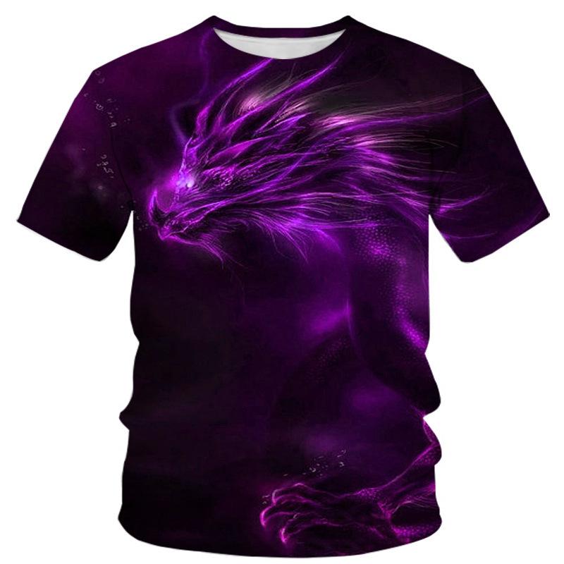 Summer Round Neck 3D Dragon Pattern Print Top Fashionable Casual Short Sleeved Men's T-shirts