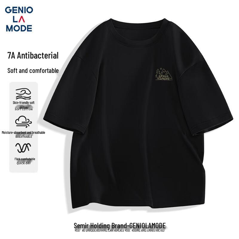 Men s Antibacterial Printed Round Neck T-Shirt M