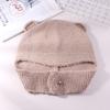 Cappello di Lana Carino con Orecchie d'Orso Giapponese per Donna in Autunno e Inverno Nuovo Caldo Cappello a Maglia che Mostra il Viso Protezione per Collo e Orecchie Cappello