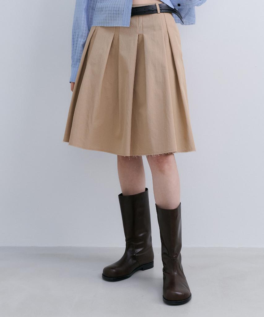Epinggeulleo Low Edge Pleated Skirt - Beige