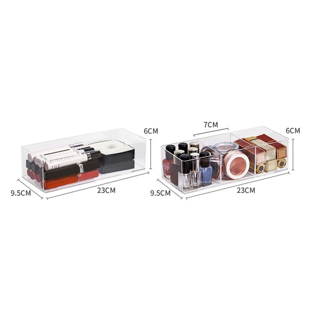 Clear Acrylic Makeup Layered Storage Box Dressing Table Cosmetic Lipstick Finishing Grid Box Desktop Drawer Storage Compartment