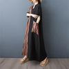 DIMANAF Women Summer New 2025 Plus Size Dress Casual V-Neck Stripe Long Dress Vintage Loose Dress Maxi