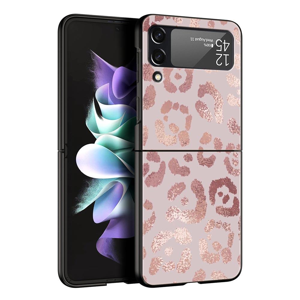 Handyhülle für Samsung Galaxy Z Flip 3 4 5 6 Faltbar Schwarze Schale Schöne Rosegold Kunst Für Samsung Z Flip4 Flip5 PC Hartschalenabdeckung