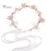 Stirnband für Mädchen, lang, transparentes Band, verstellbar, Kunstperlen-Dekoration, Prinzessinnen-Blumenmuster, Kopfschmuck für Hochzeit, Party, Haar-Accessoires, Geburtstagsgeschenk