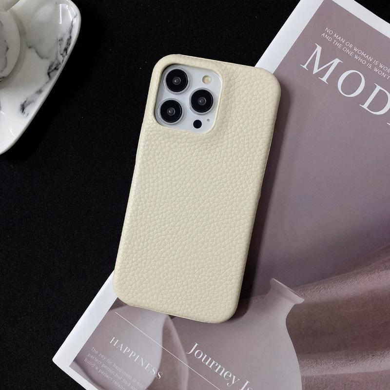 Half-wrapped Lychee Pattern, Suitable for Apple 15promax Phone Case, IPhone14 Anti-drop 13 Creative Women's Leather Case