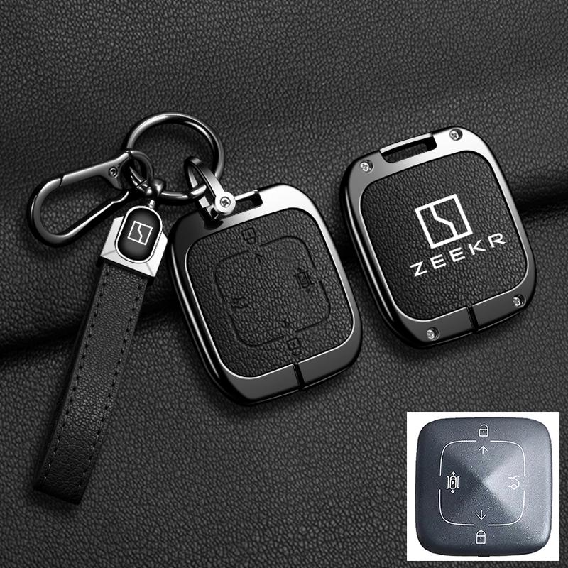 Interior Mouldings For Zeekr 7X 2024 2025 Zinc Alloy Leather Car Remote Key Case Cover Fob Protector Shell Holder Auto Keychain