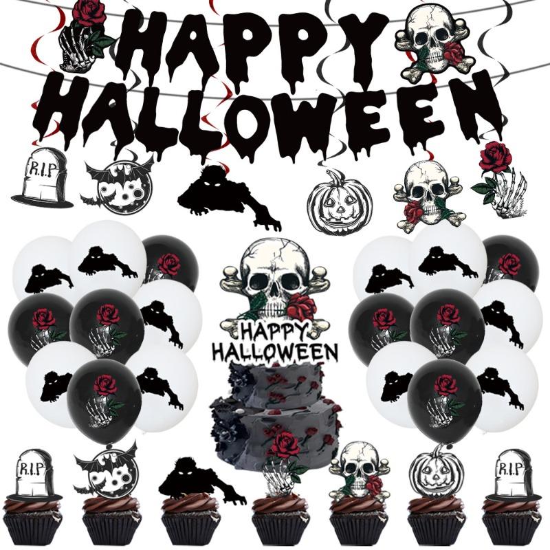 New Halloween Party Supplies Halloween Party Decoration Tablecloth Paper Tray Banner Atmosphere Halloween Decorations for Home