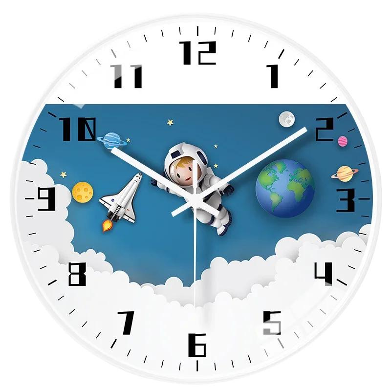 Creative children's room wall clock living room home quiet bedroom wall hanging free for kitchen bedroom study wall decoration