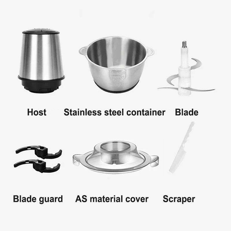 3L  Household Stainless Steel Meat Grinder 500W High Power Blender Multifunctional Food Processor Food Chopper Electric