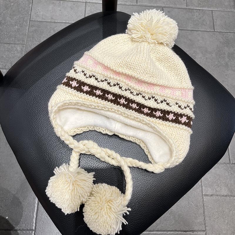 

Women s Warm Pom-Pom Earflap Knitted Beanie