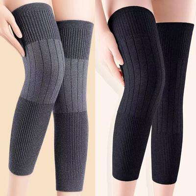 1 Pair Lengthened And Thickened Knee Brace Pads Knee Cap Protector Wool Kneepad Leg Warmers Lady Stockings Windproof Coldproof