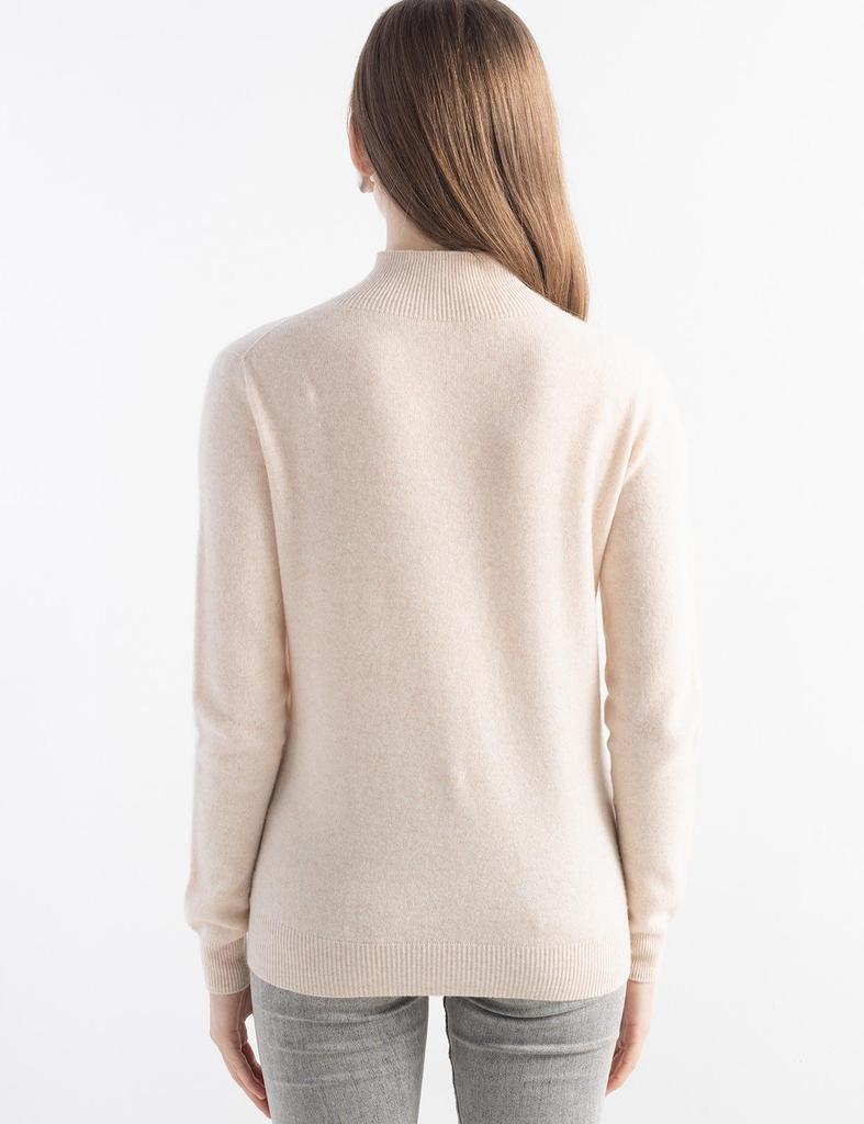 Women's Slimming Wool Long-Sleeve Half-High Neck Top - Solid Color, Versatile Basic