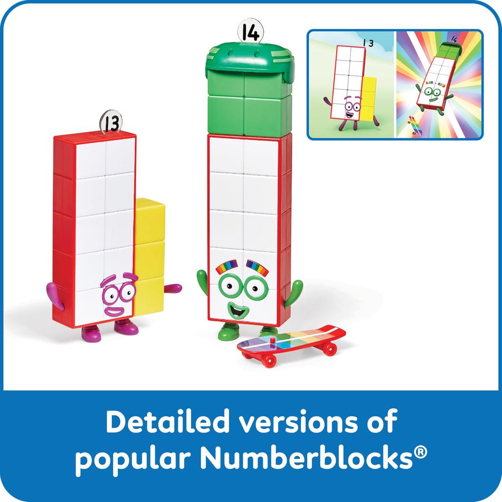 Numberblocks Friends 13 & 14 Character Figures, 3-Piece Set, 96925, Authentic