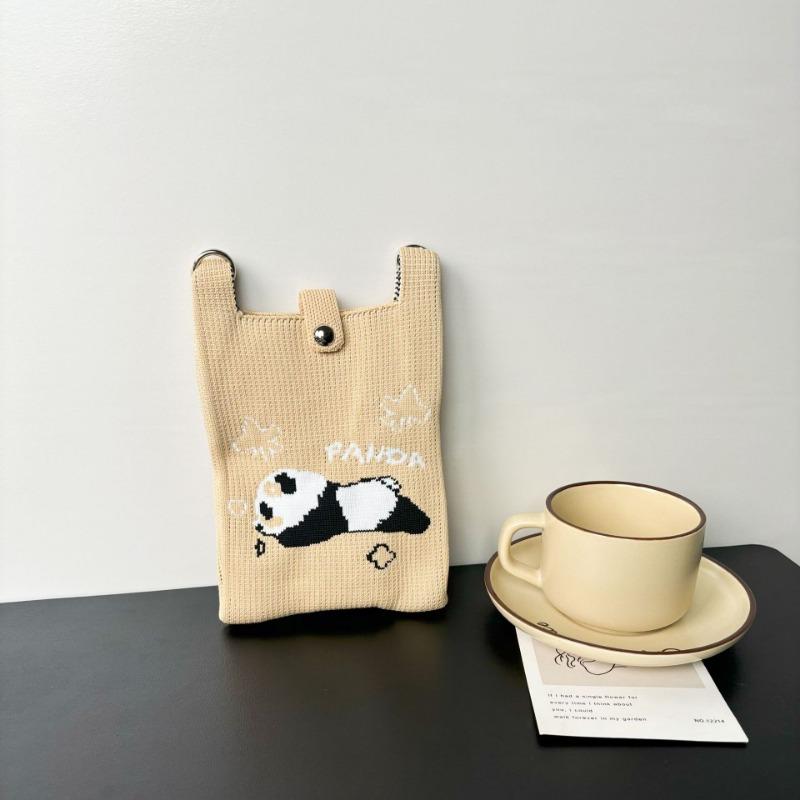 Panda Mobile Phone Bag Cute Knitted Bag High Sense Personality Versatile Dopamine Shoulder Messenger Bag Dopamine Wind