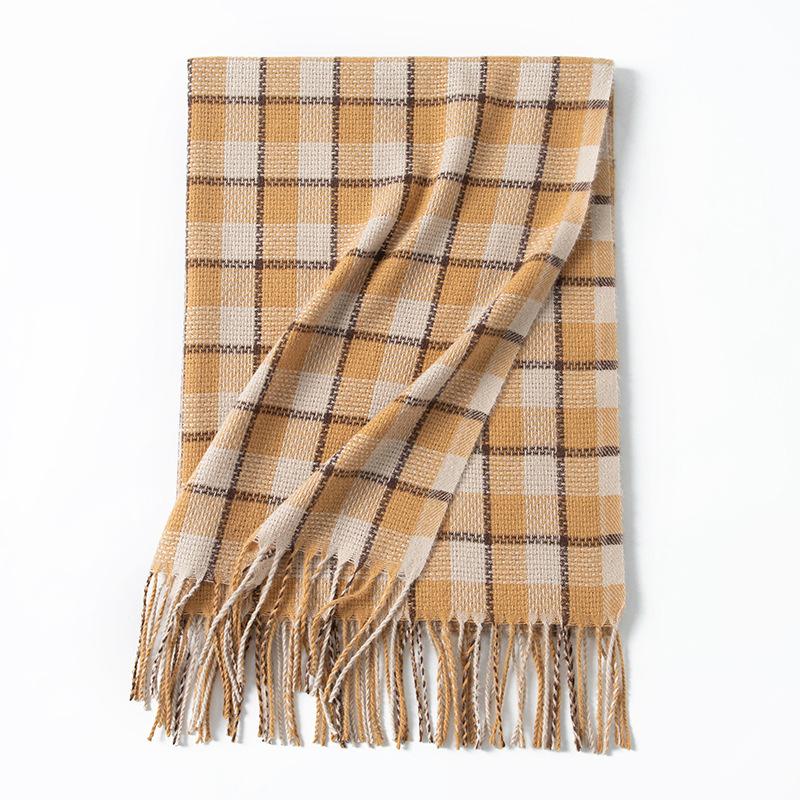 Vintage Maillard scarf women's high-end sense versatile, warm and thickened atmosphere, winter couple plaid scarf