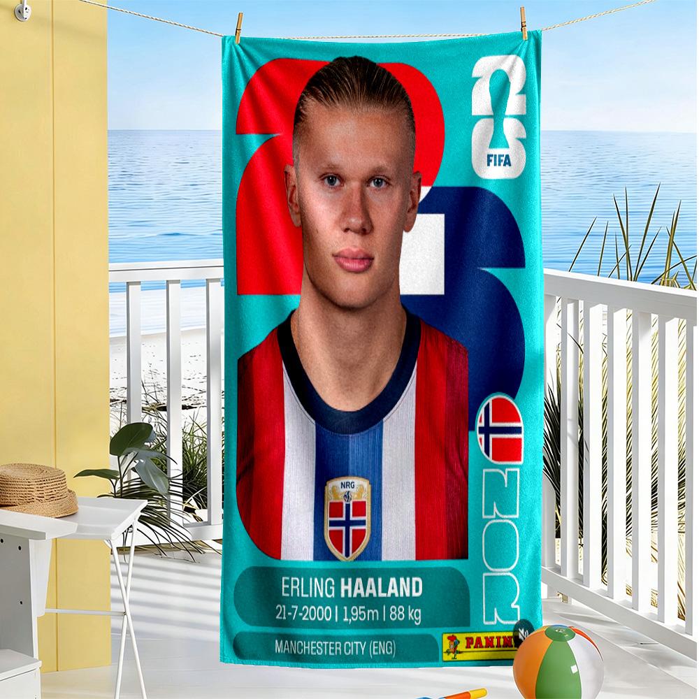 Asciugamano da Spiaggia con Numero Haaland Super Morbido & Assorbente Confortevole Leggero