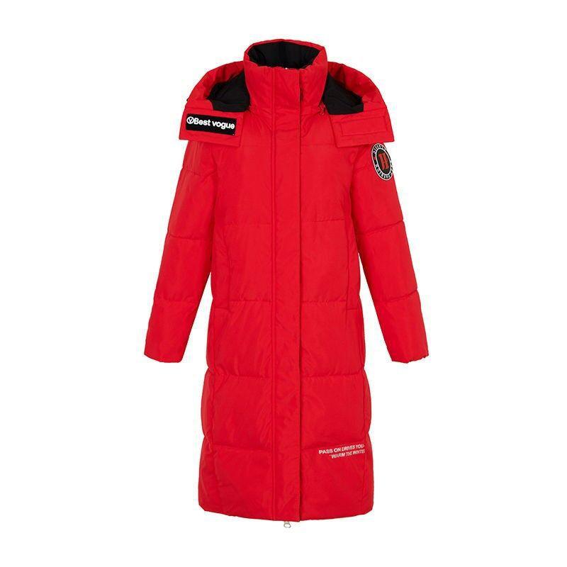 Brand down jacket women's medium and long new fashion loose thickened long knee white duck down jacket