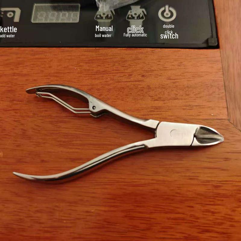 Stainless Steel Ingrown Toenail Tweezers & Precision Angled Tip, Large Cuticle Nipper & Callus Remover for Foot Care