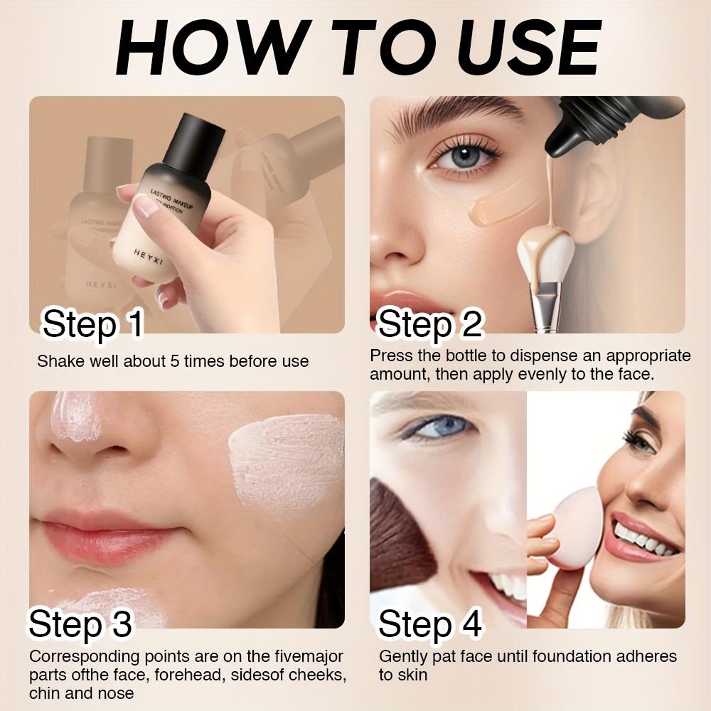 Long-Lasting Full Coverage Liquid Foundation, Oil-Free & Sweat-Resistant, 24H Wear, Natural Matte Finish Waterproof & Sweatproof Foundation BB Cream