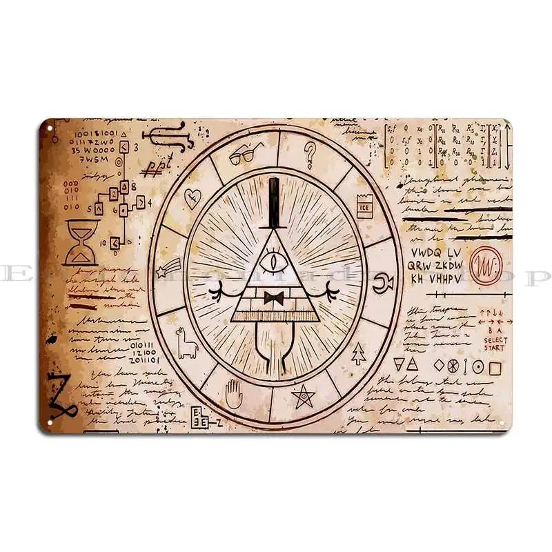 Gravity Gravity Falls Reality is an Illusion bill cipher spell Zodiac Metal Living Room Painting Wall Decor Tin Sign Poster