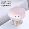 Ceramic Cute Flowers Cats and Dogs Bowls, High-Foot Protection, Cervical Spine, Food Basin, Drinking Cat Bowl, Pet Products, 1Pc